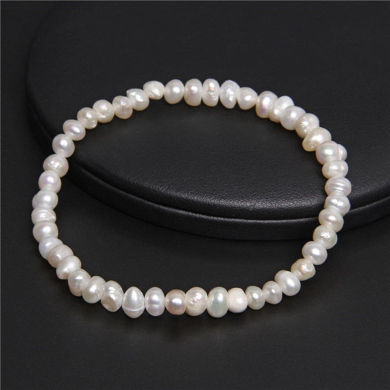 Freshwater White Pearl Bracelet Elastic Baroque