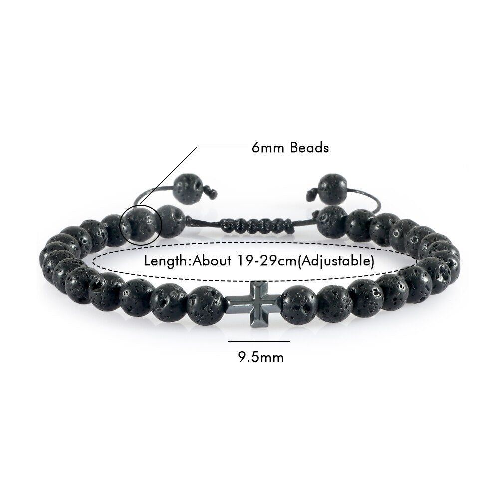 Natural Volcanic Rock Stone Men Bracelets