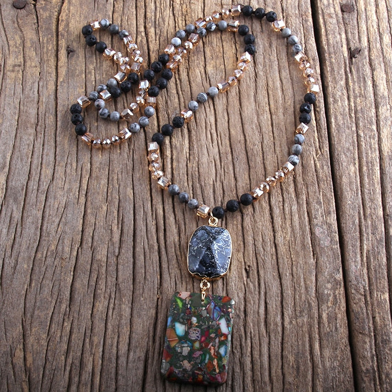 Bohemian Jewelry Natural Stones Crystal Stone Knotted