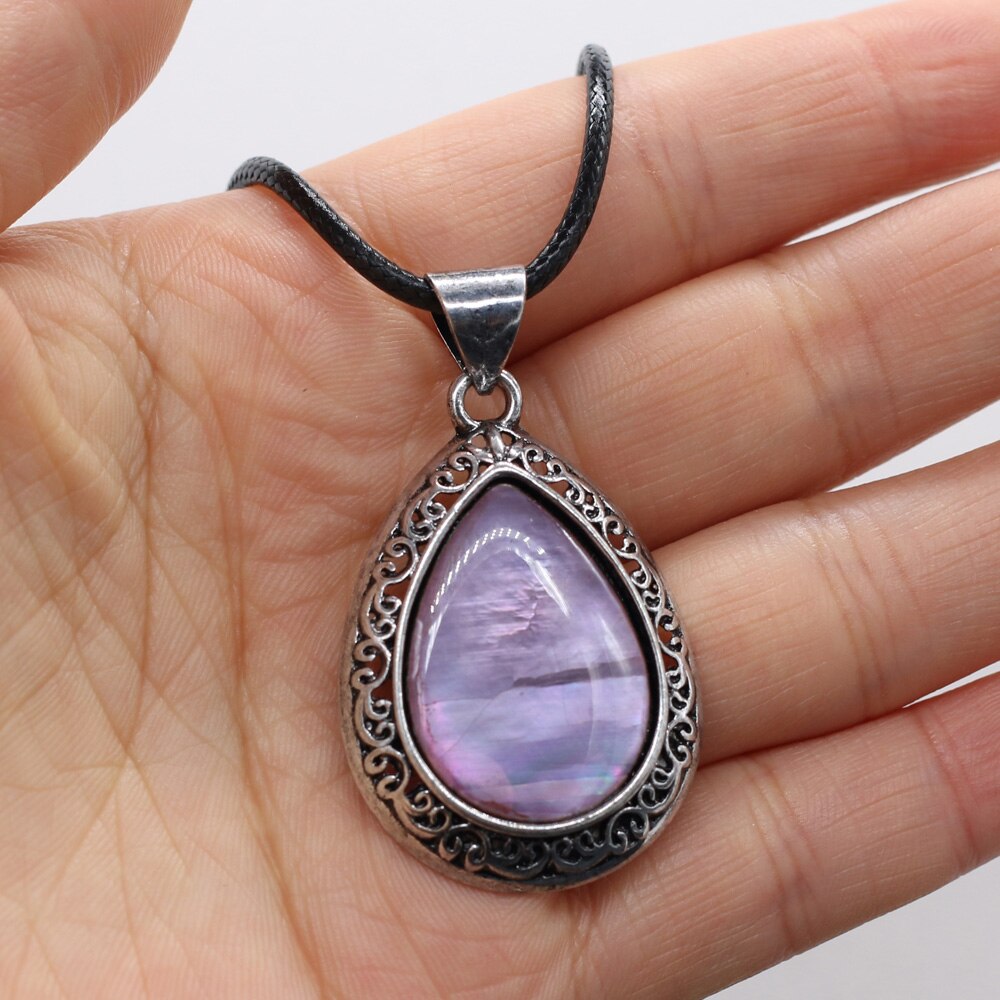 Natural Stone Necklace Water Drop Crystal
