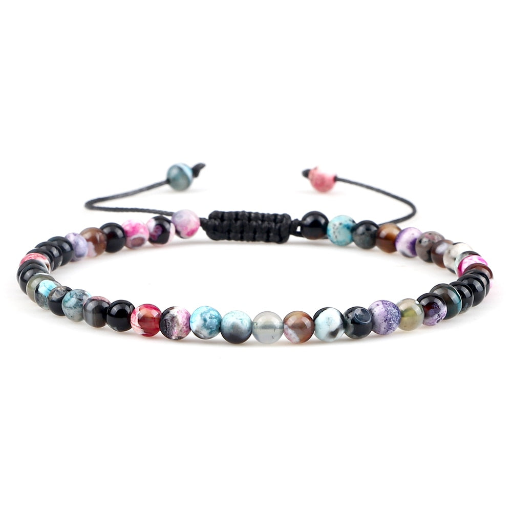 Mini Beads Bracelets for Women Men Round Agates