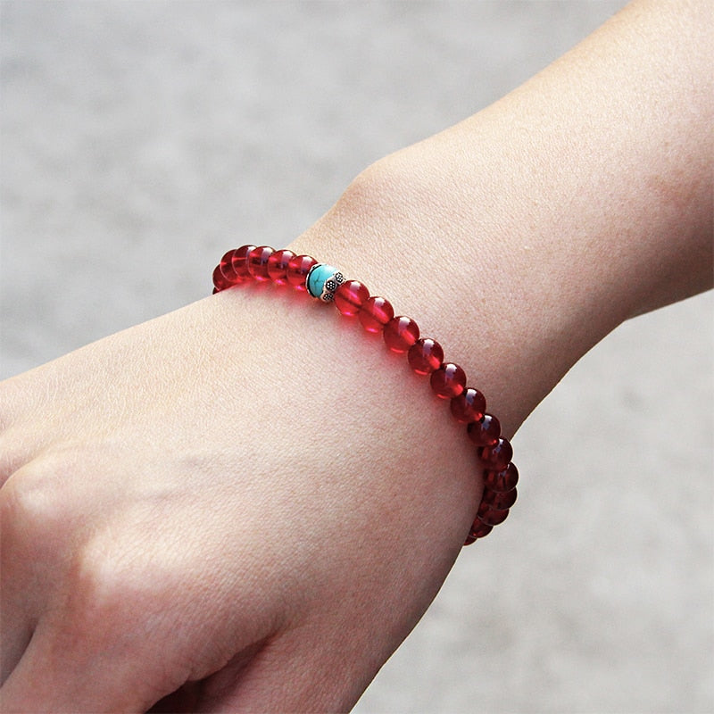 Natural Stone Handmade Bracelet Red Yoga Meditation