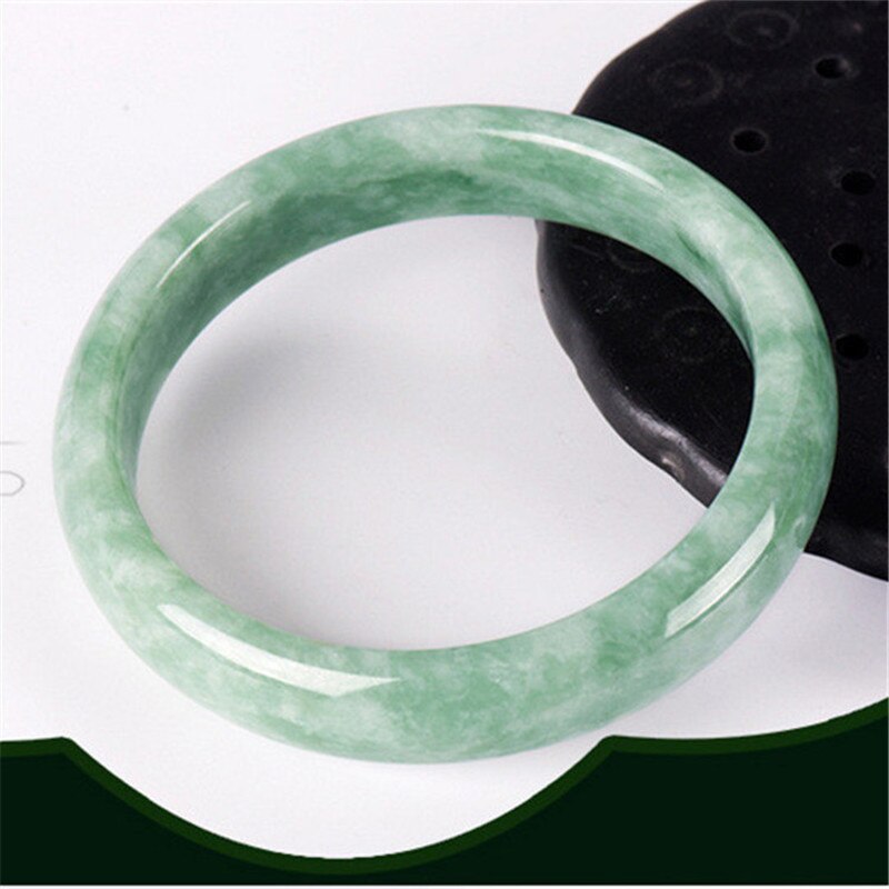 Genuine Natural White Green Jade Bangle