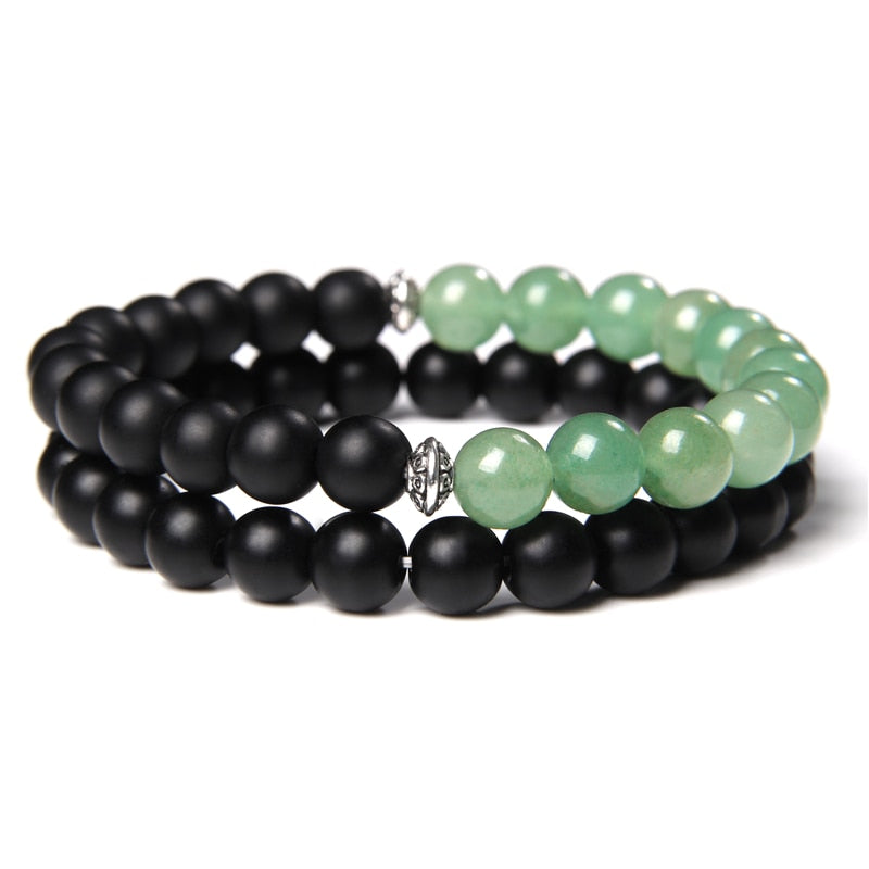2 Chains Bracelet Set Men Vintage Stretch Bracelets