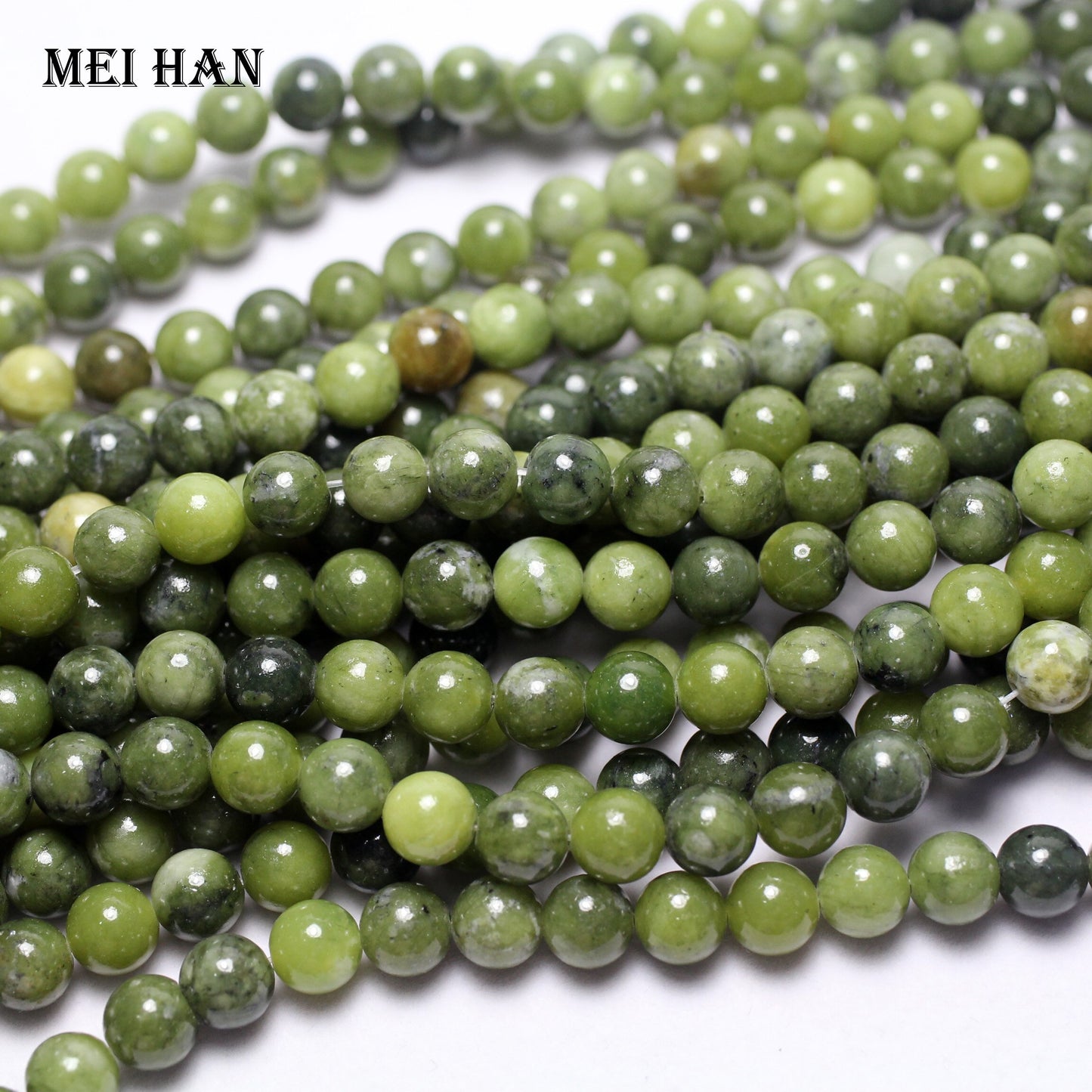 Natural 8mm Green jade Semi-precious Stone
