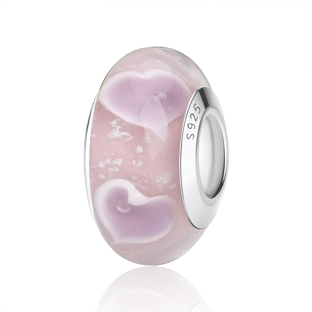 Sterling Silver Glass Bead Wood Stone Murano Flower