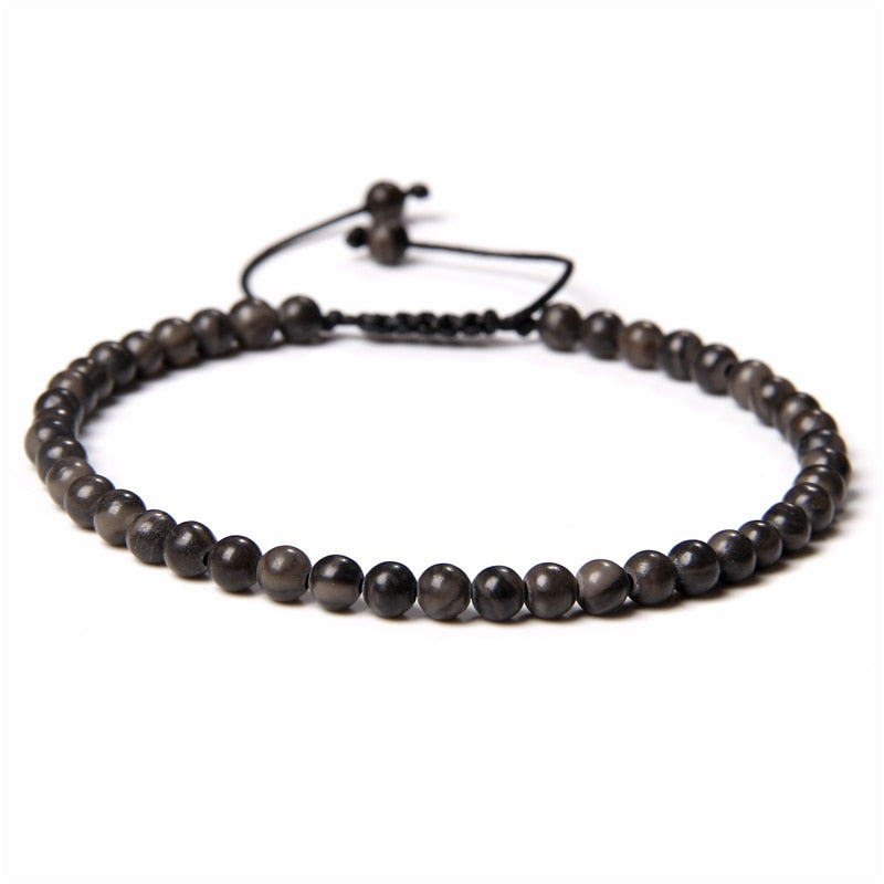 Adjustable 4MM Stone Beads Bracelet For Women