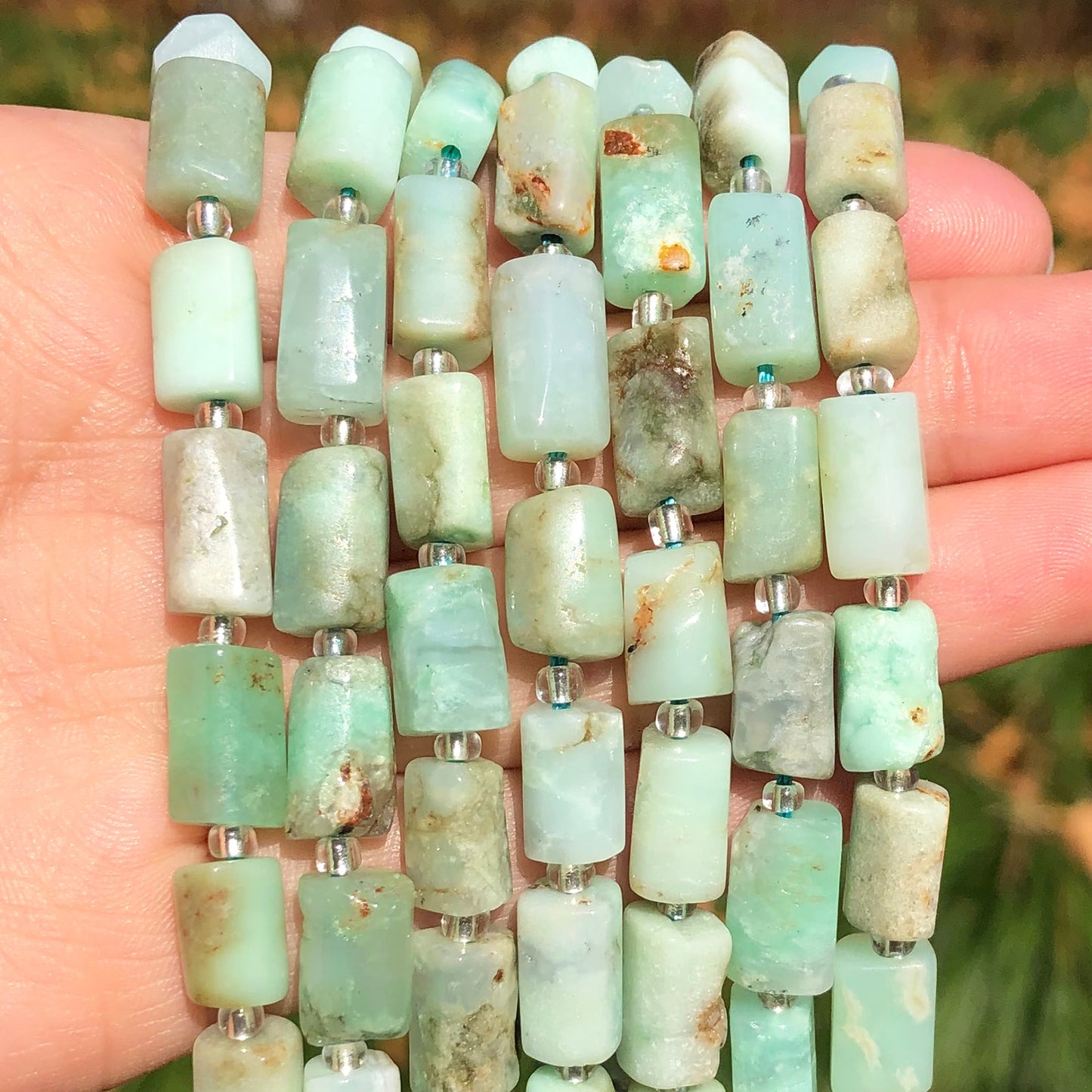Natural Stone Chrysoprase Jades Loose Faceted Cylinder