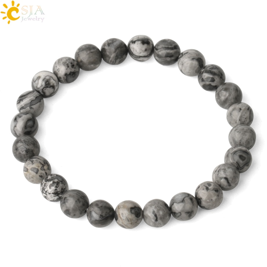 Natural Stones Strand Bracelets Single Color