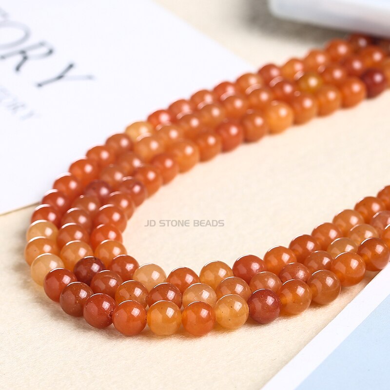 Natural Red Aventurine Jade Stone Beads Round Beads
