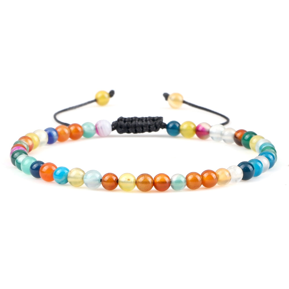 Mini Beads Bracelets for Women Men Round Agates