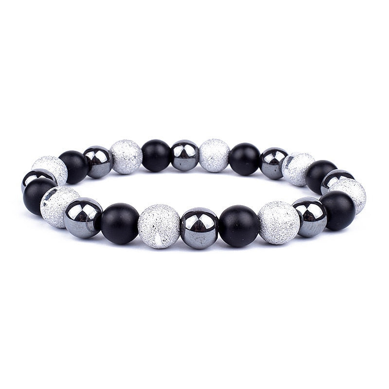 Men Bracelets 10mm Natural Stone Black Onyx