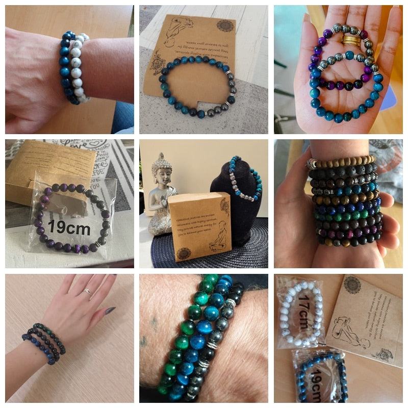 Men Bracelet Natural Hematite Tiger Eye Bead
