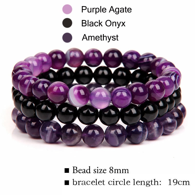 8mm Natural Stone Bracelet Sets Rhodonite