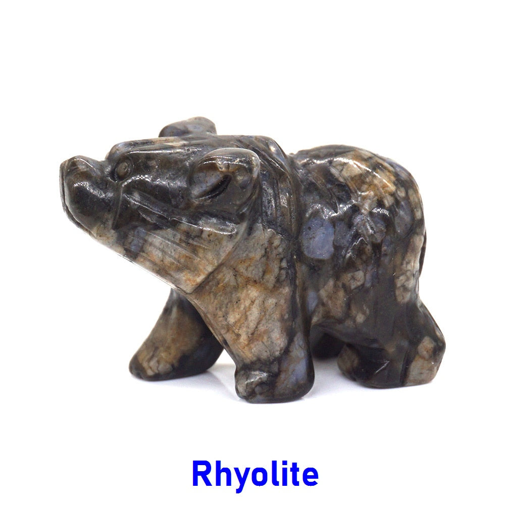 Bear Statue Natural Stone Hand Carved Figure Room