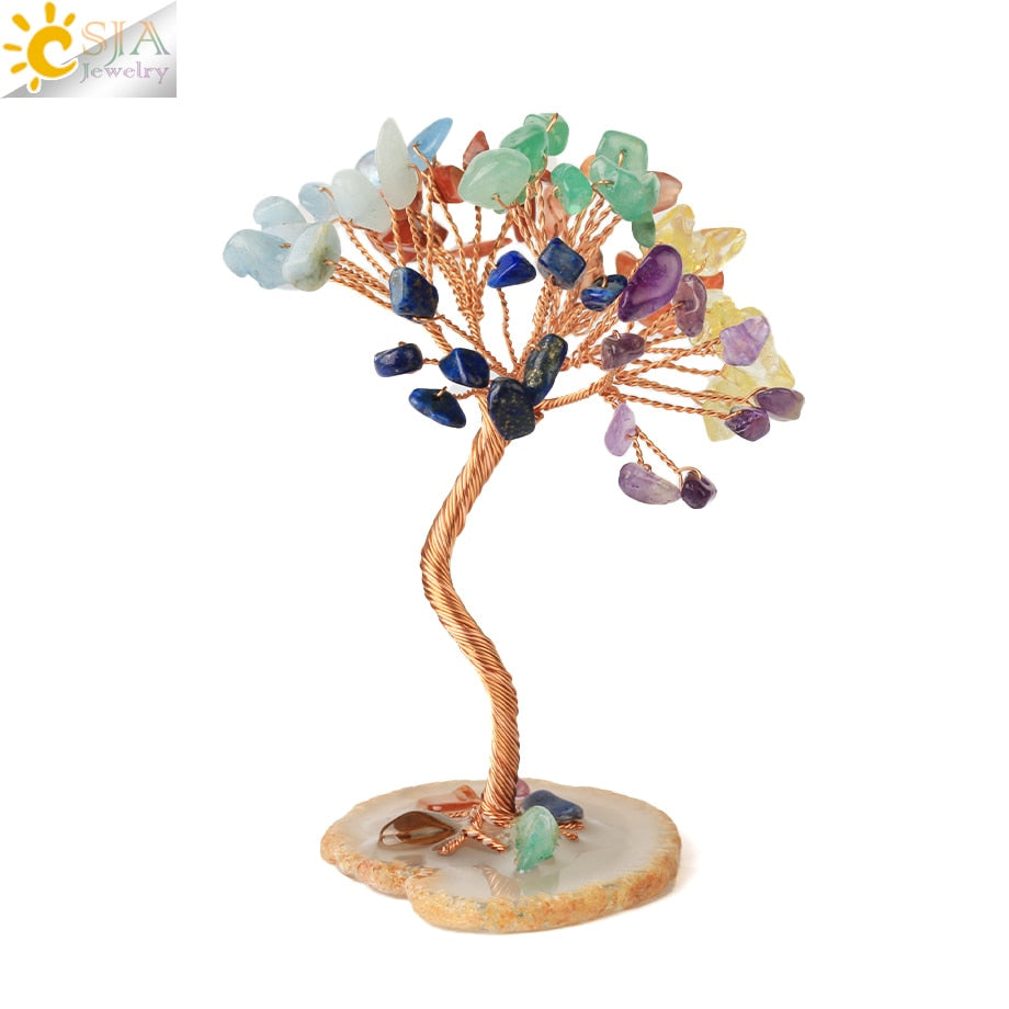 Chakras Tree of Life Decoration Rose Natural Chip Crystal