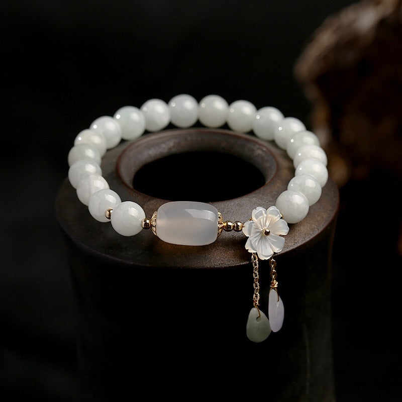 Flower Shape Shell Natural Jade Beads Waterdrop