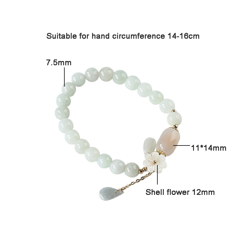 Flower Shape Shell Natural Jade Beads Waterdrop