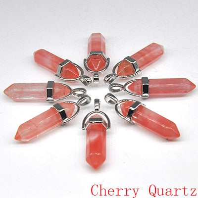 Natural Stone Hexagonal Quartz Pendulum Column Crystal