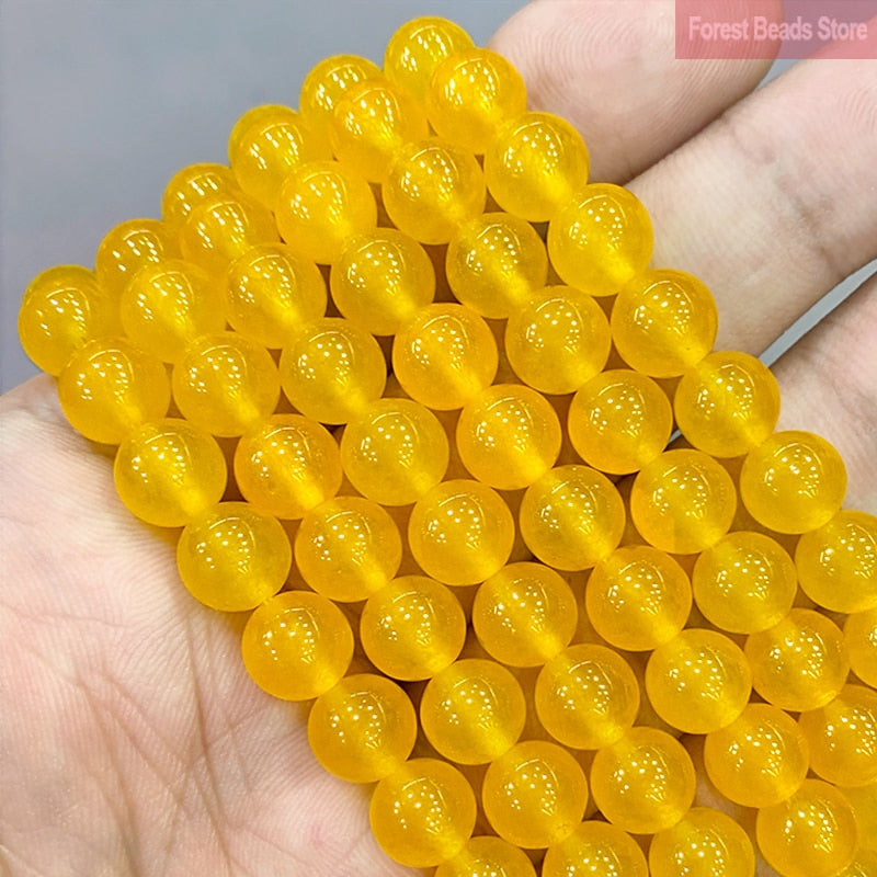 Natural Stone AAA Yellow Chalcedony Jades Spacer Round