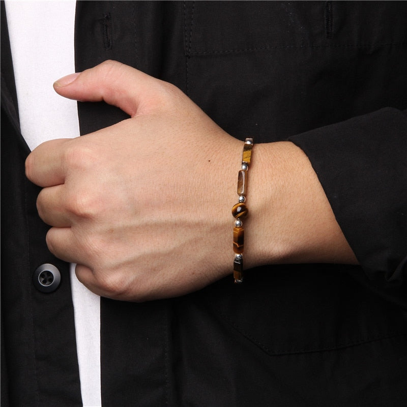 Natural Tiger Eye Bracelets Men Handmade