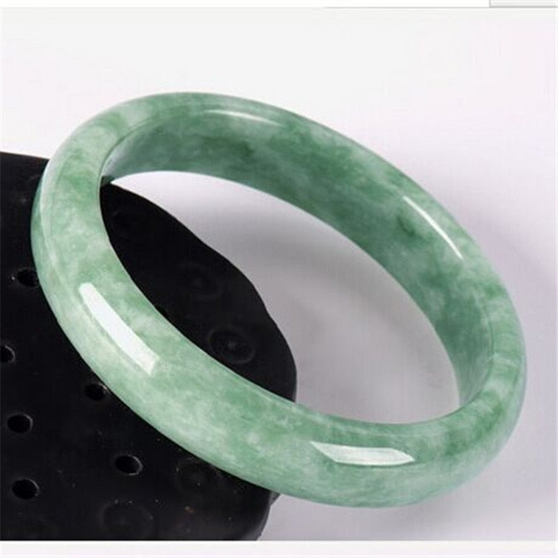 Genuine Natural White Green Jade Bangle