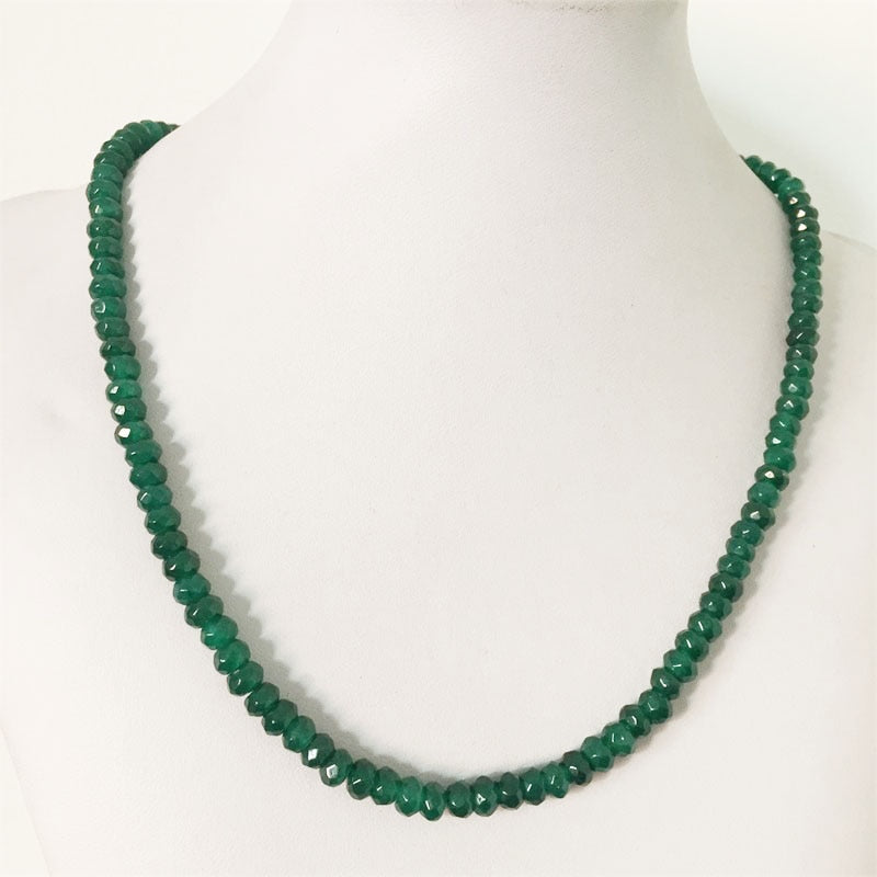 Faceted Green Emerald Jade Necklace for Women