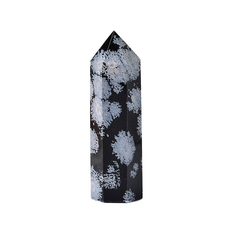 Natural Snowflake Obsidian Quartz Crystal Point