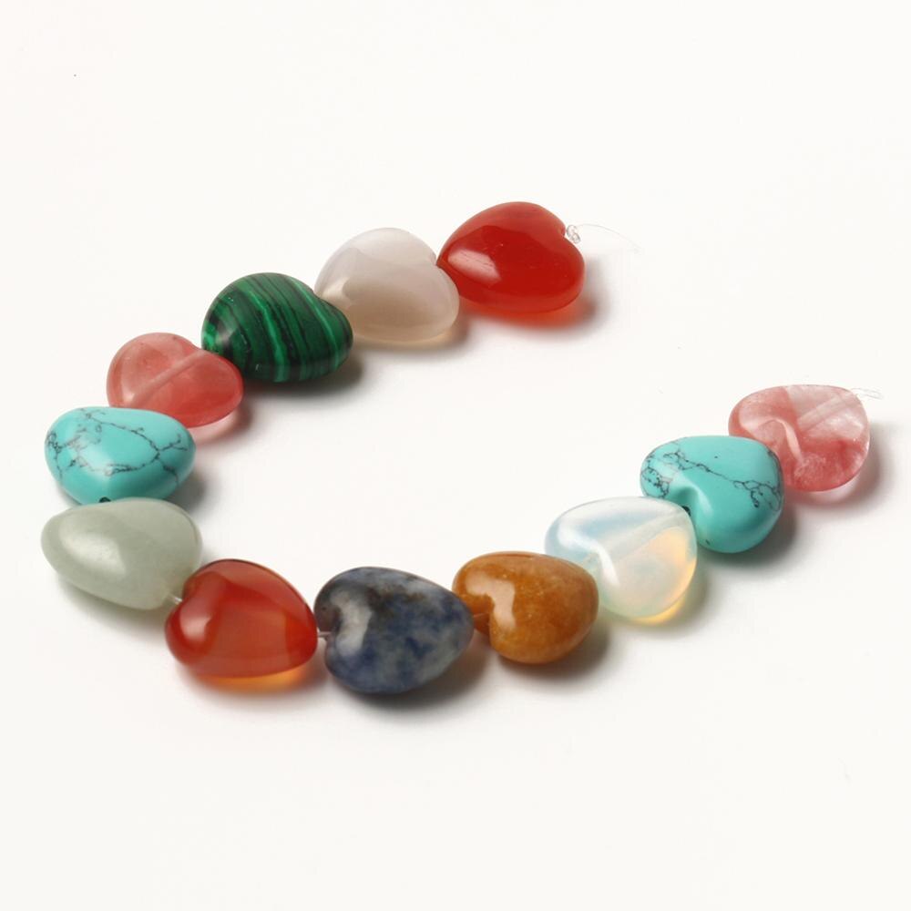 Heart Shape Agates Quartz Jades Beads Natural Beads
