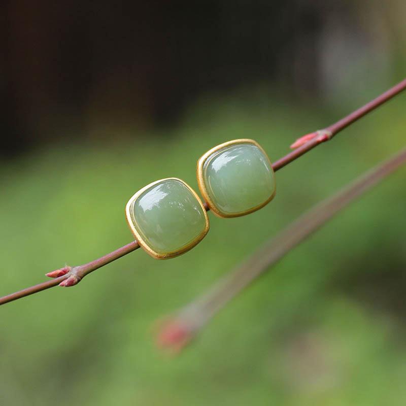 Hetian jasper cold classic retro square temperament