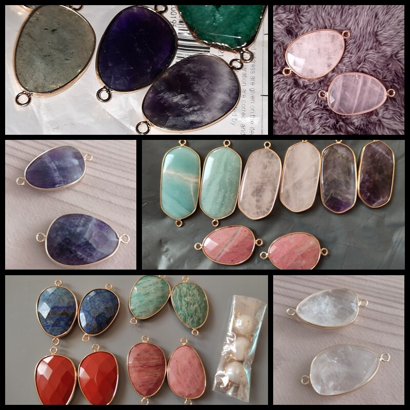 Double Sided Faceted Natural Stone Slice Charm