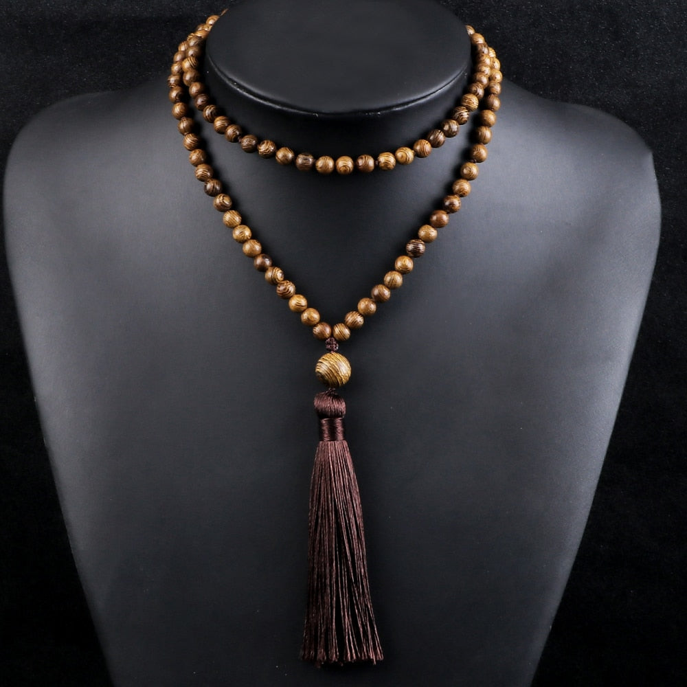 Men Mala Prayer Necklace 108 Natural Wooden