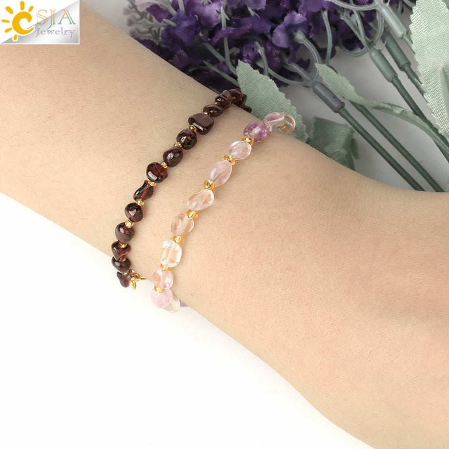 Irregular Natural Gem Stone Bracelet for Women Chip