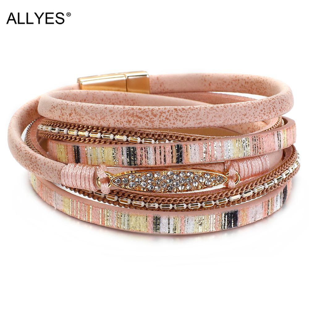 Simple Stripe Leather Bracelet for Women Bohemian