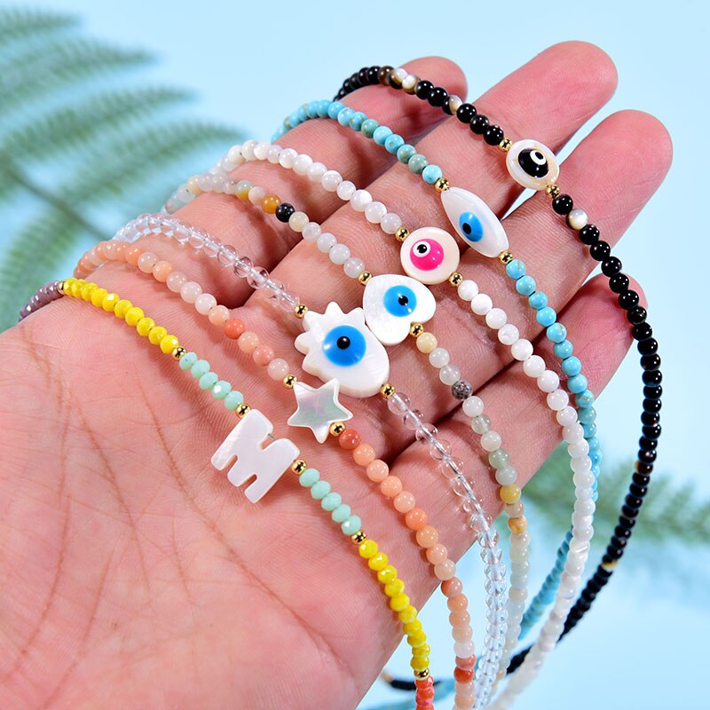 Name Initial Shell Letter Pendant Necklace for Women