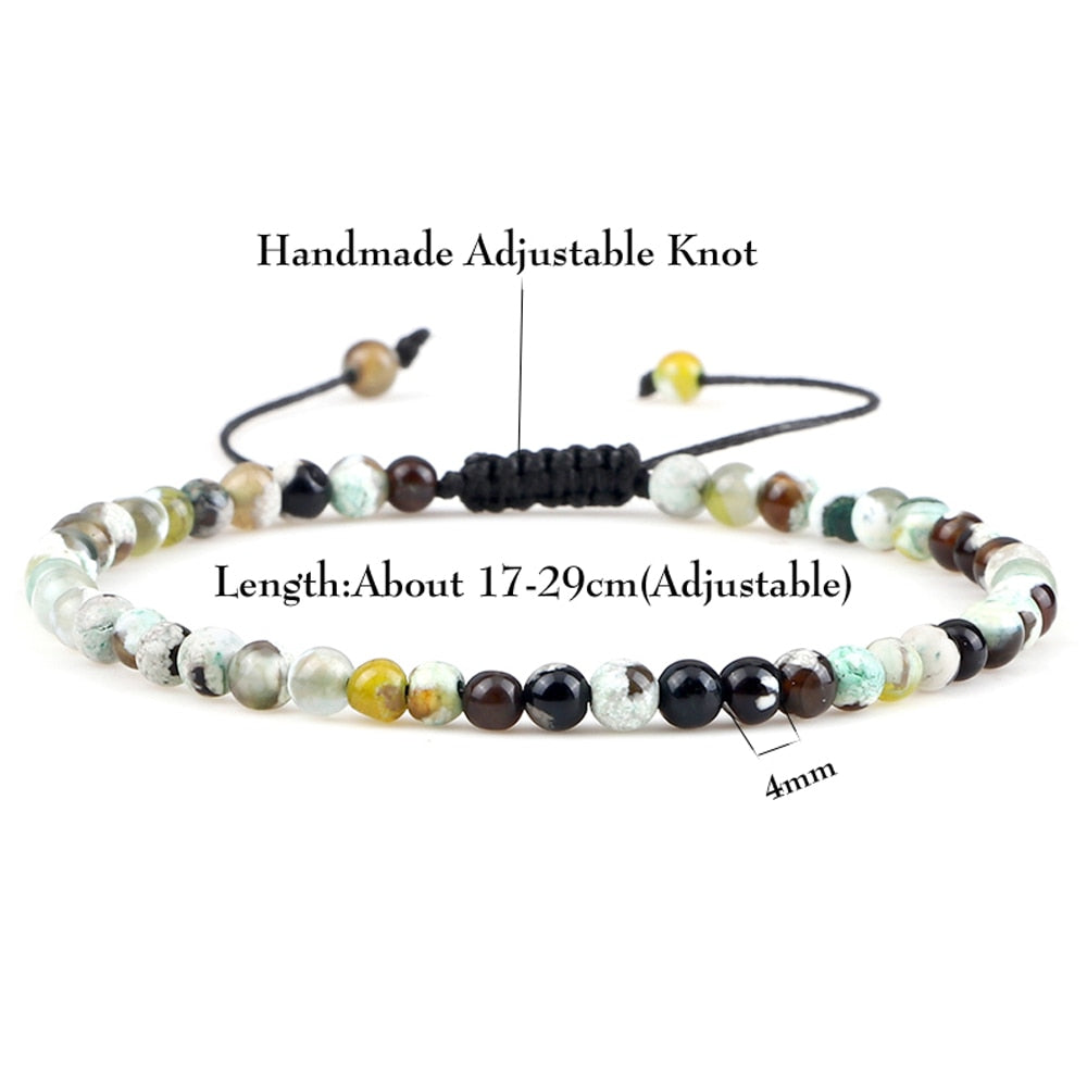 Mini Beads Bracelets for Women Men Round Agates