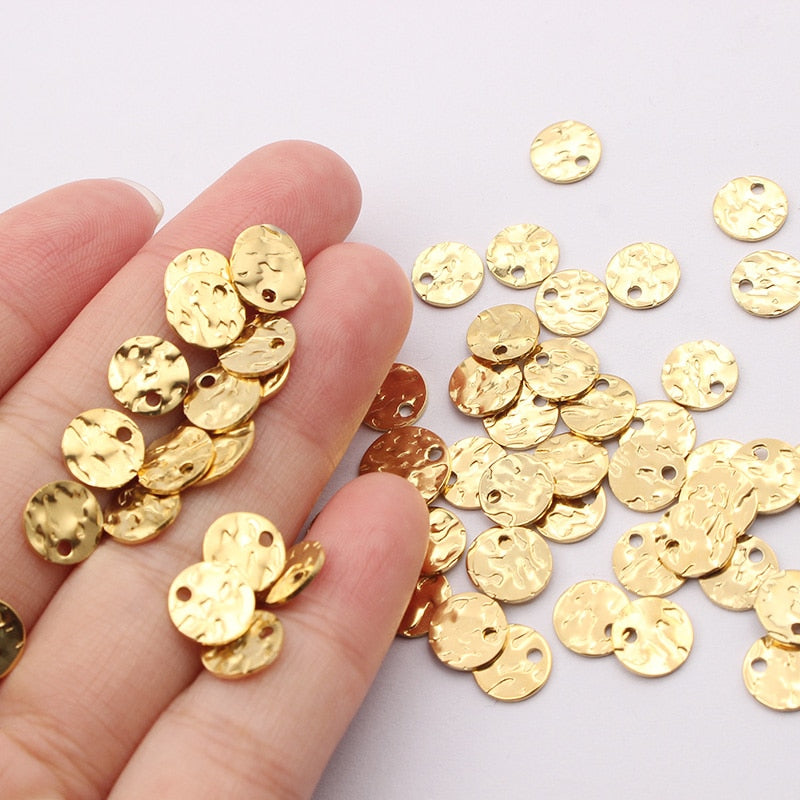 Round Hammered Charms Earrings Pendant For Earrings