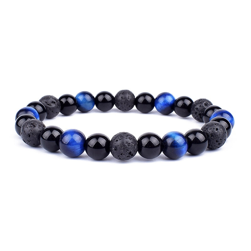 Men Bracelets 10mm Natural Stone Black Onyx
