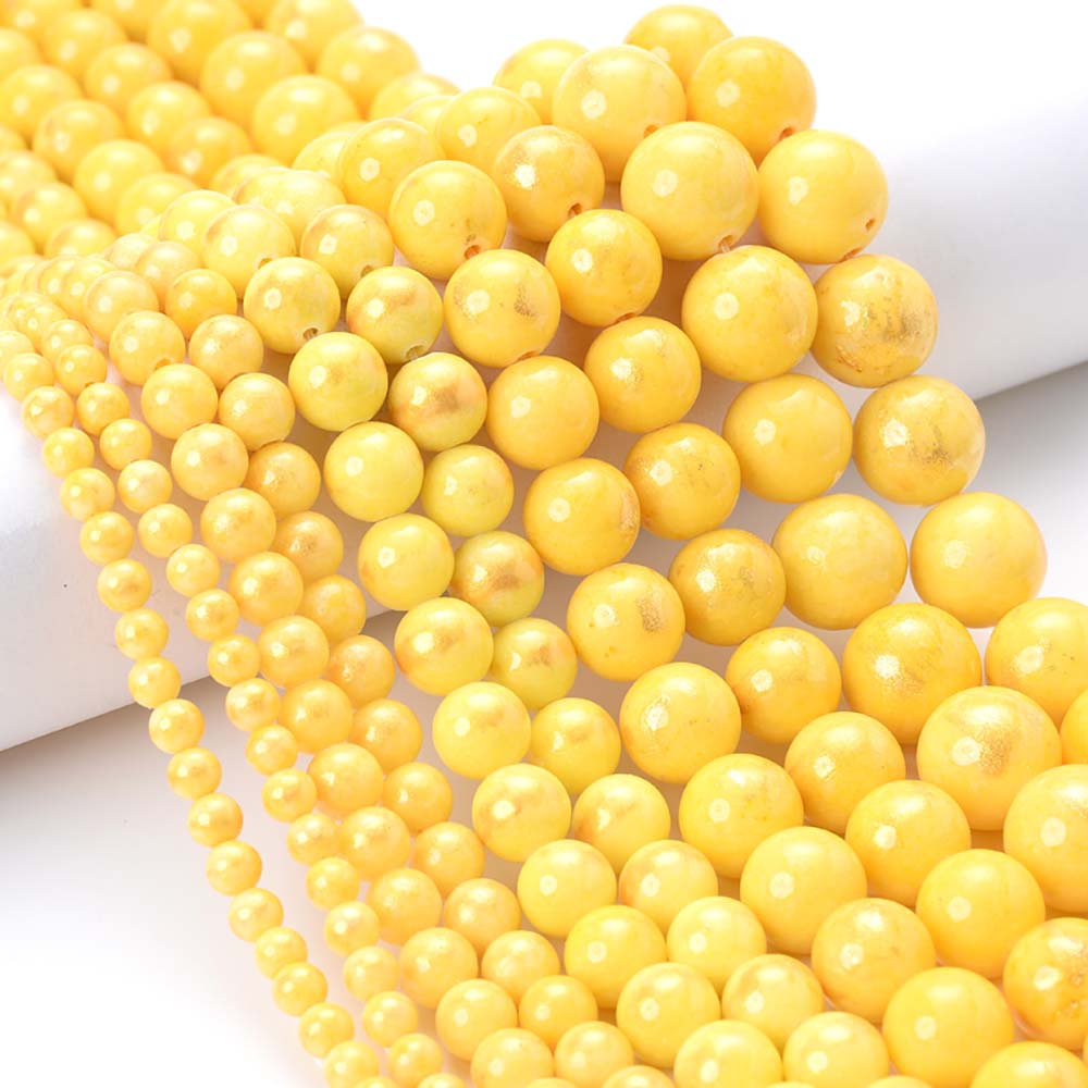 Natural Stone Bead Yellow Golden Jades Round