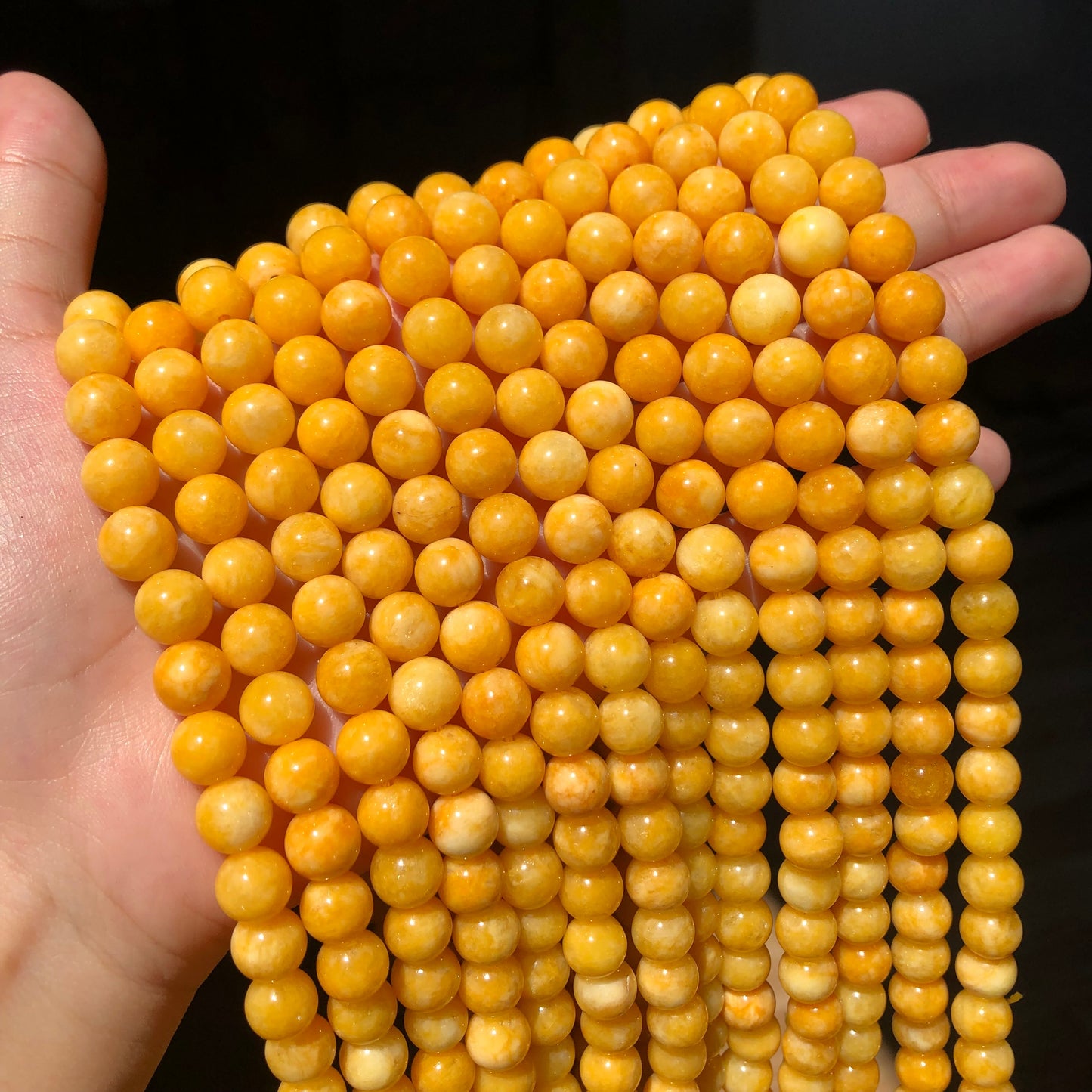 Natural Yellow Beeswax Jades chalcedony Stone Beads