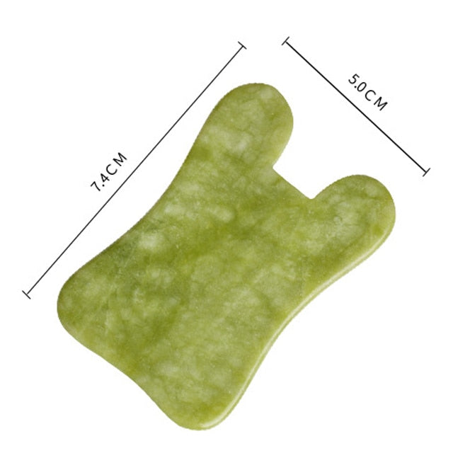 Green Jade Gua Sha Natural Stone Smooth Cold