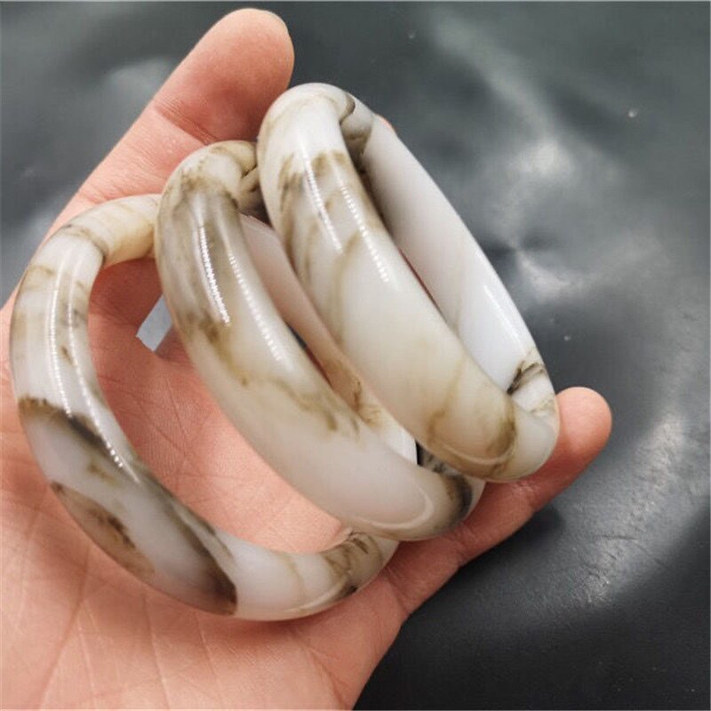 Carved Wide Strip Jade Bracelet
