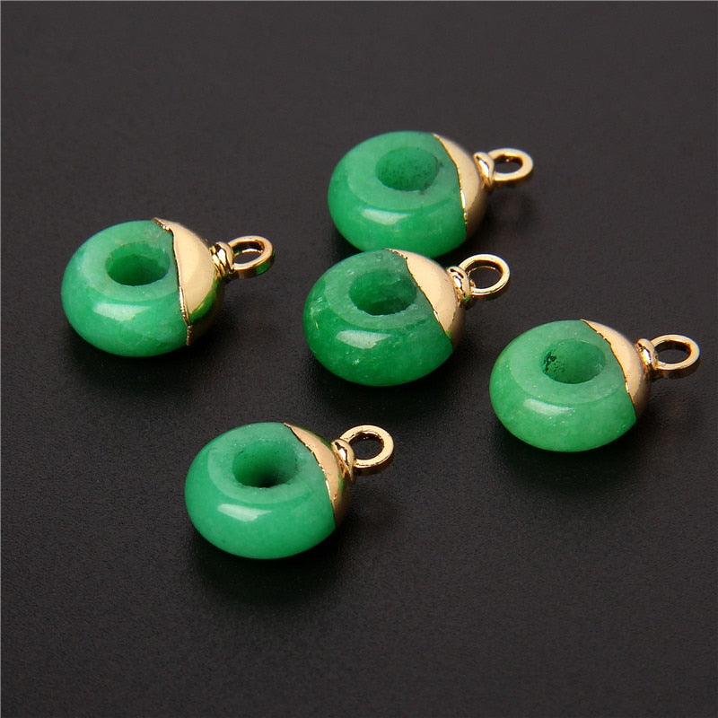 Big Hole Round Stone Beads Charms Jades