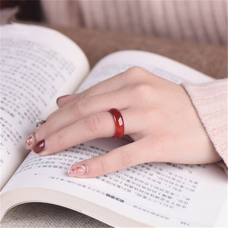 Natural agate red jade rings jewelry gemstone