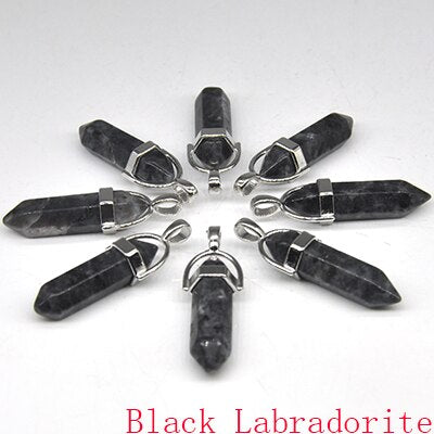 Natural Stone Hexagonal Quartz Pendulum Column Crystal