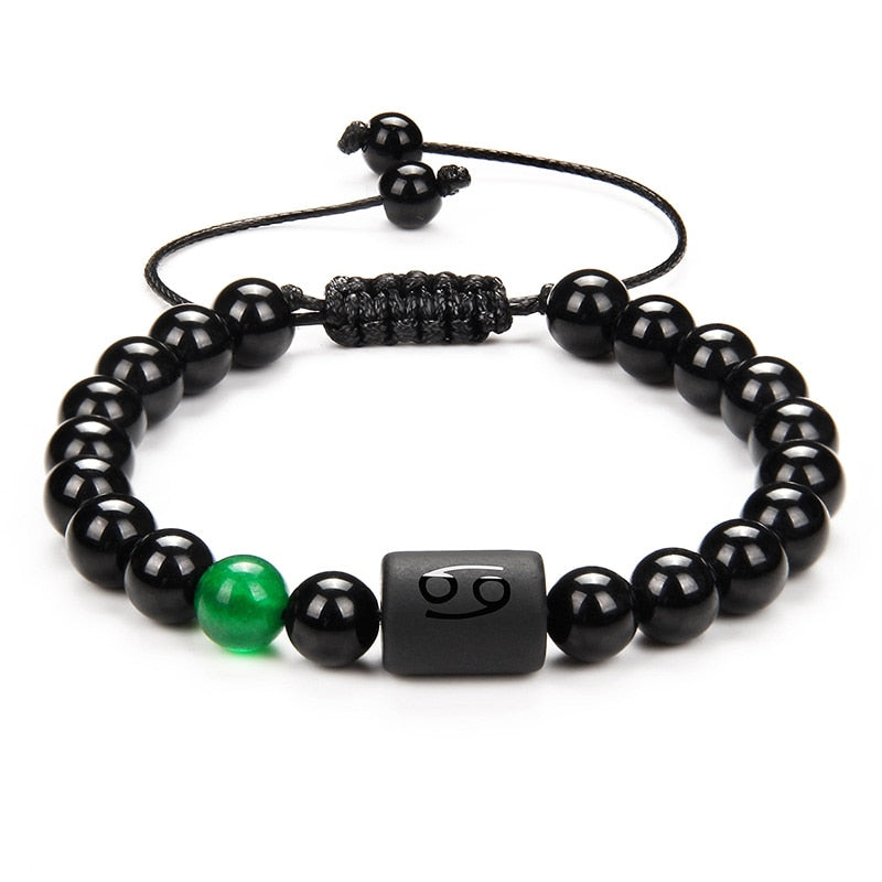 12 Constellation Couple Bracelet Black Stone Bracelets