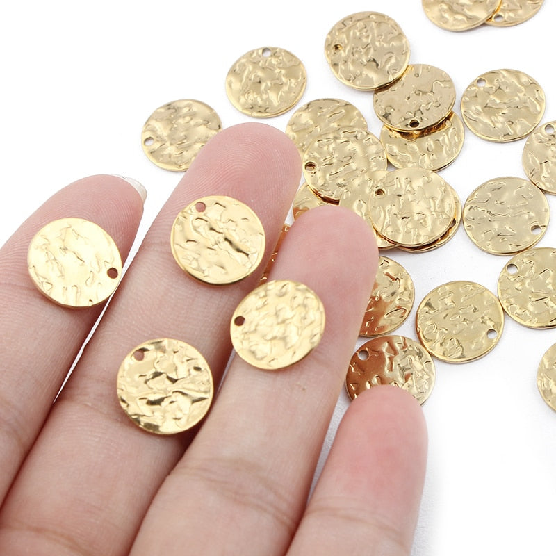 Round Hammered Charms Earrings Pendant For Earrings