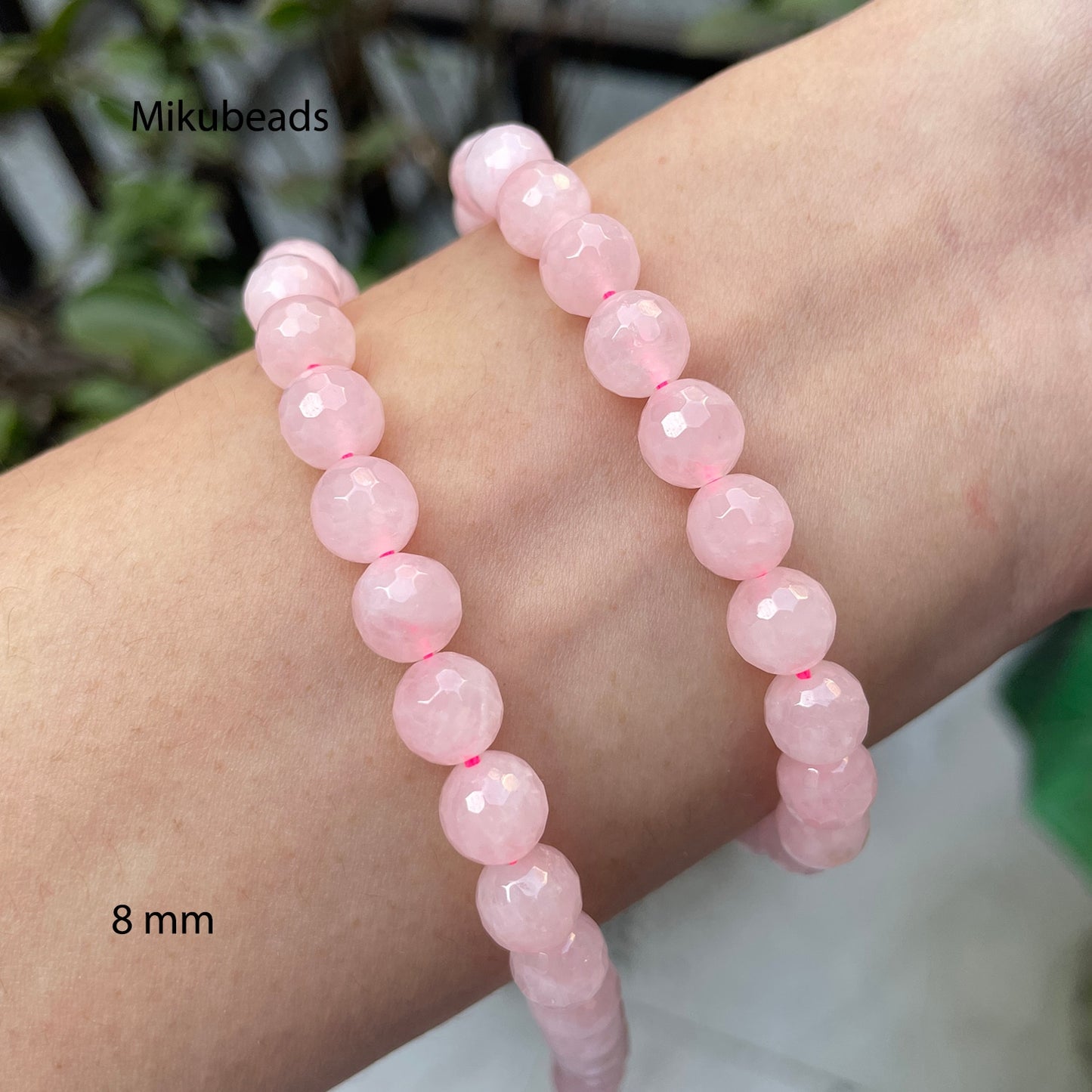 Natural Rose Pink Quartz Crystal Faceted Round Stone