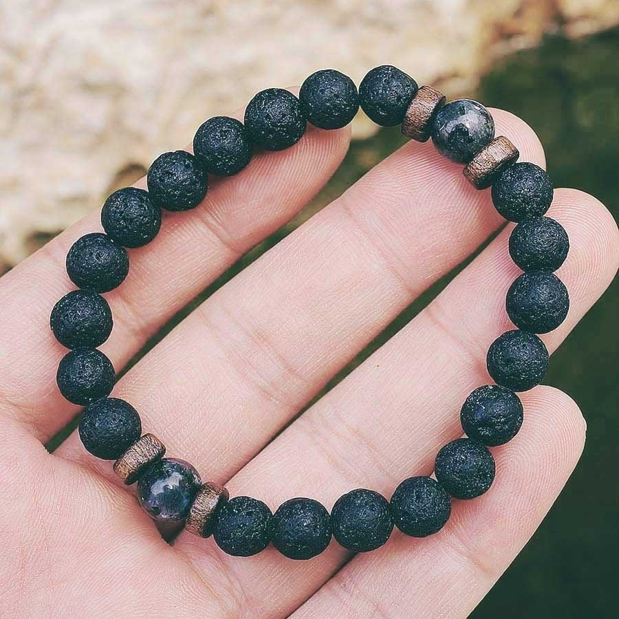 Men Bracelet Natural Moonstone Bead Tibetan