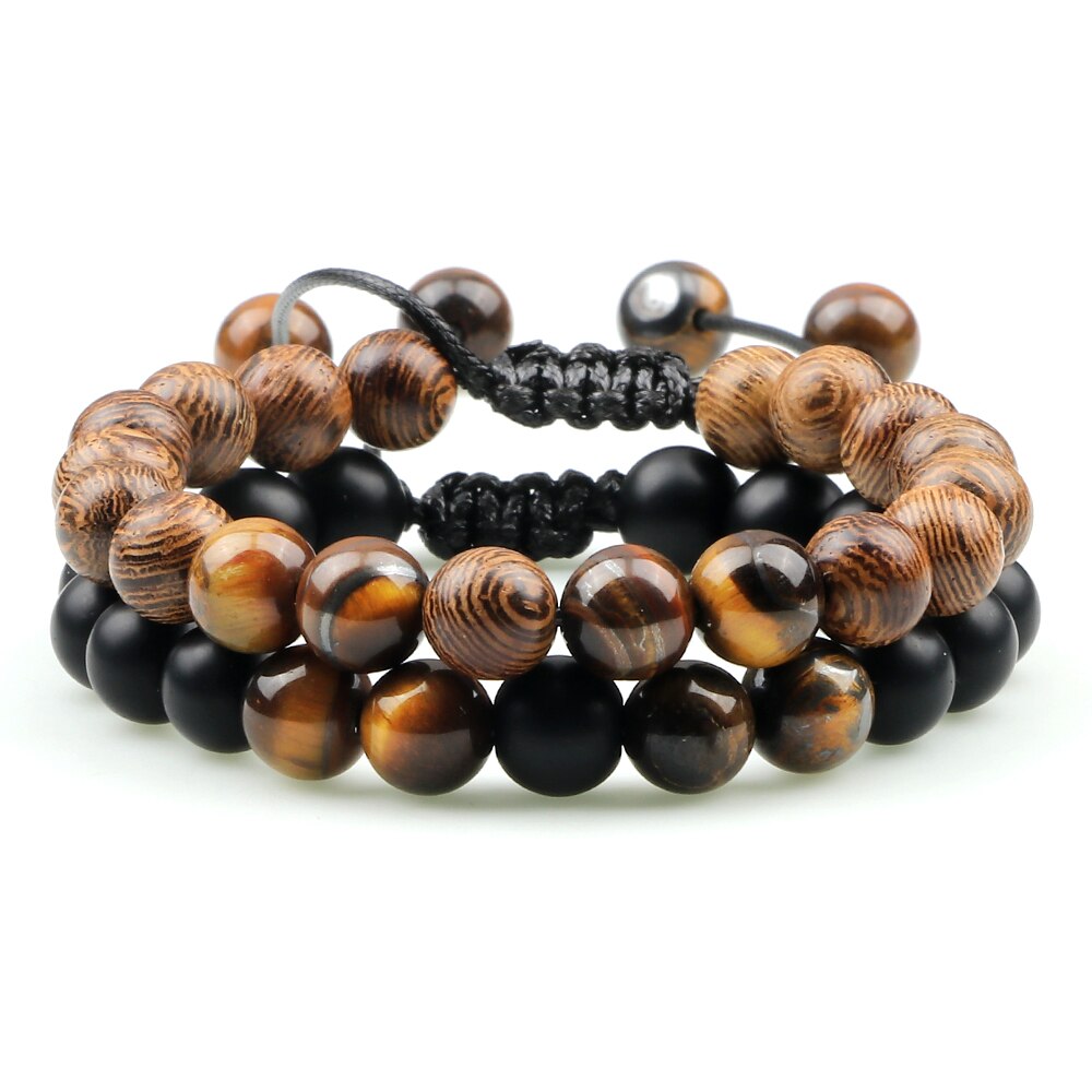 Adjustable Braided Natural Stone Beads Bracelets